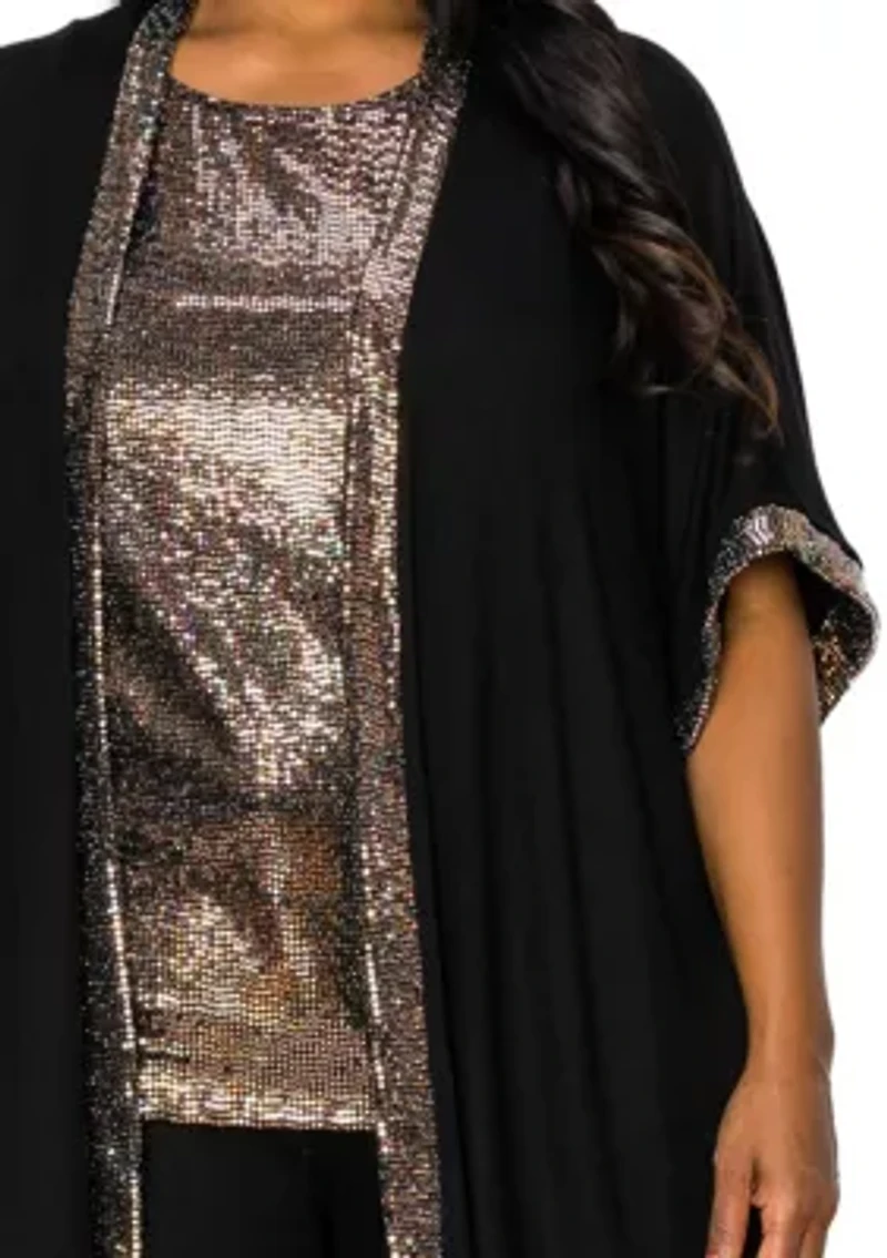 Sequin Contrast Kimono