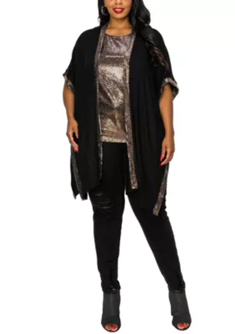 Sequin Contrast Kimono