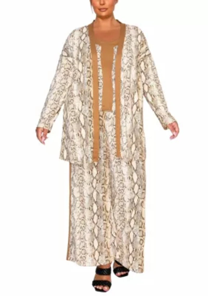 Plus Python Contrast Cardigan