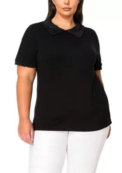 Lace Collar Keyhole Back
