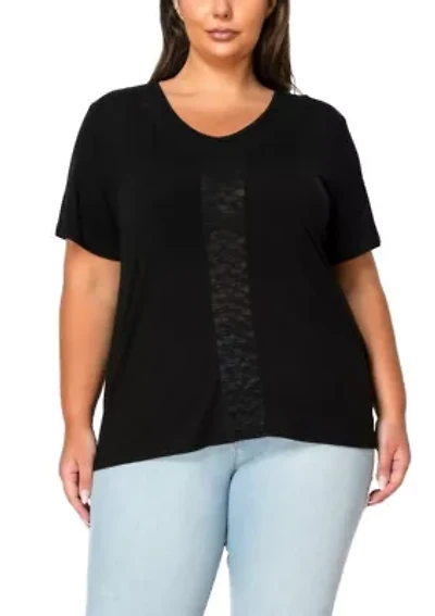 Lace Inset Short Sleeve