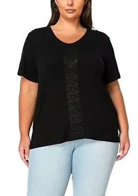 Lace Inset Short Sleeve