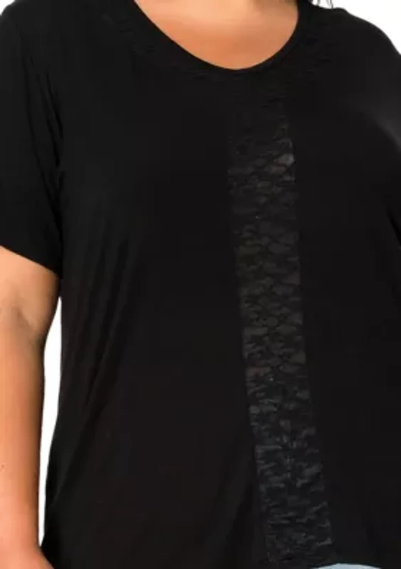 Lace Inset Short Sleeve