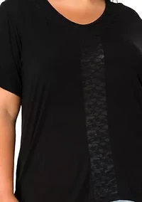Lace Inset Short Sleeve