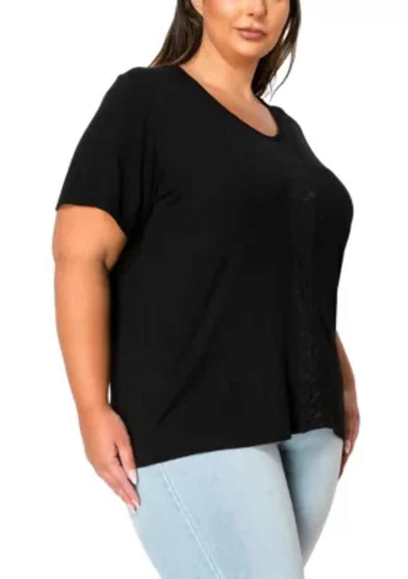 Lace Inset Short Sleeve