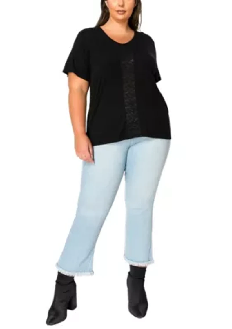 Lace Inset Short Sleeve