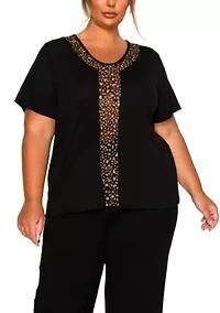 Pebble Print Mesh Inset S/Slv