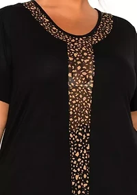 Pebble Print Mesh Inset S/Slv
