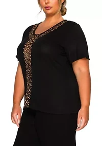 Pebble Print Mesh Inset S/Slv