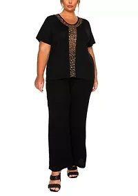 Pebble Print Mesh Inset S/Slv