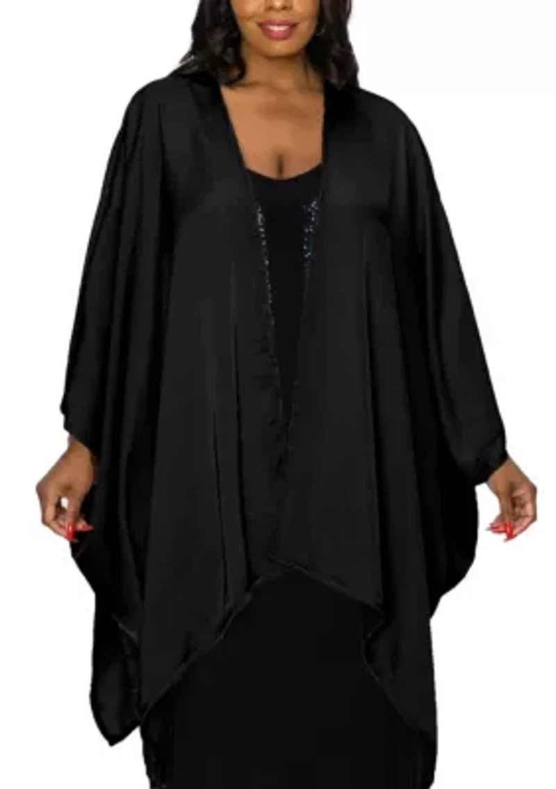 Washed Satin Flyaway Kimono One Szie Fits Most S-3X