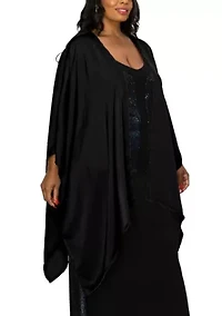 Washed Satin Flyaway Kimono One Szie Fits Most S-3X