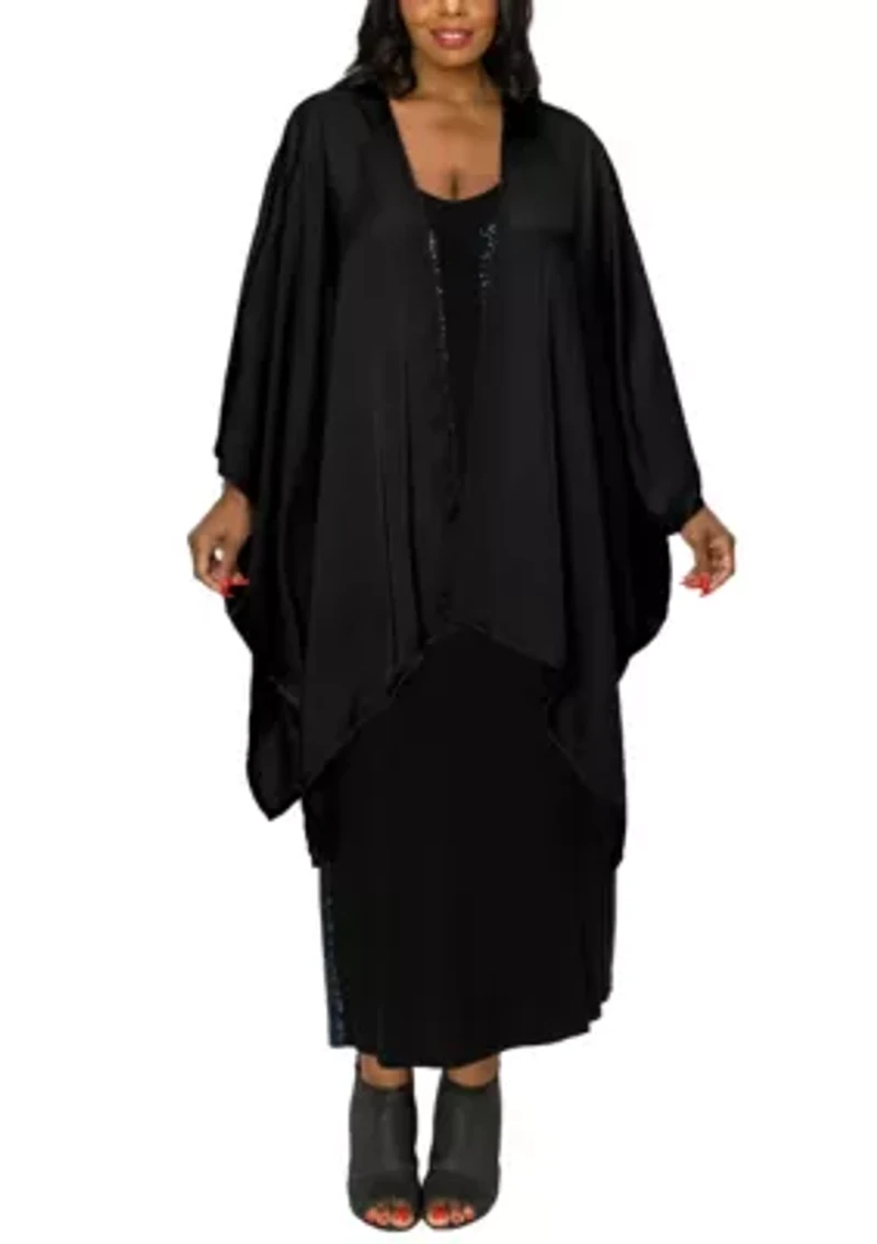 Washed Satin Flyaway Kimono One Szie Fits Most S-3X