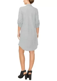 Chambray Jersey 3Q Rolled Tab Shirt Dress