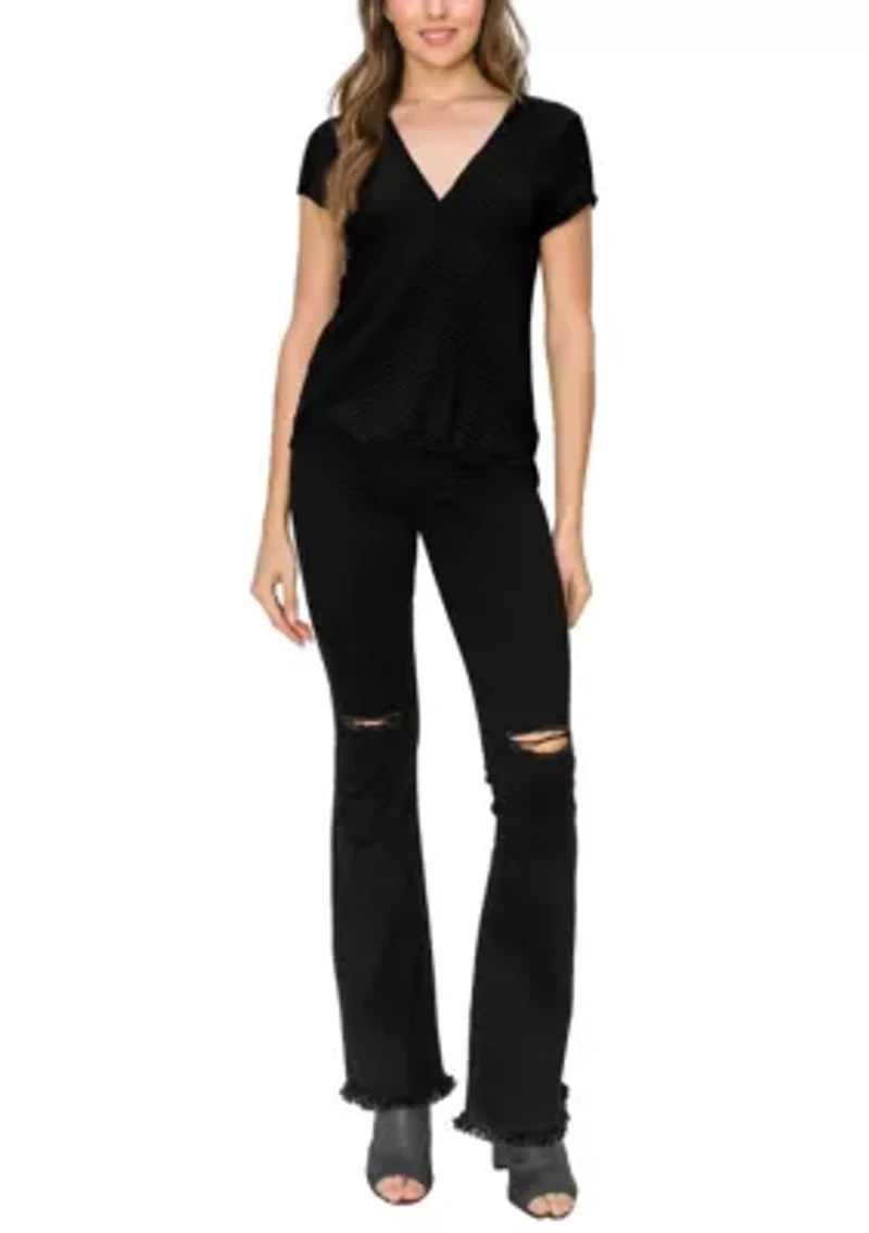 Smocked Jersey Surplice Short Sleeve