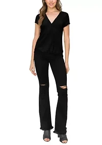 Smocked Jersey Surplice Short Sleeve