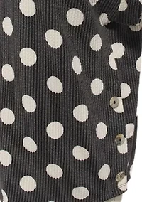 Polka Dot Double Knit Roll Sleeve Side Button