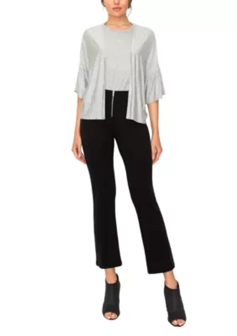 Yarn Dye Stripe Ruffle Sleeve Kimono