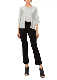 Yarn Dye Stripe Ruffle Sleeve Kimono