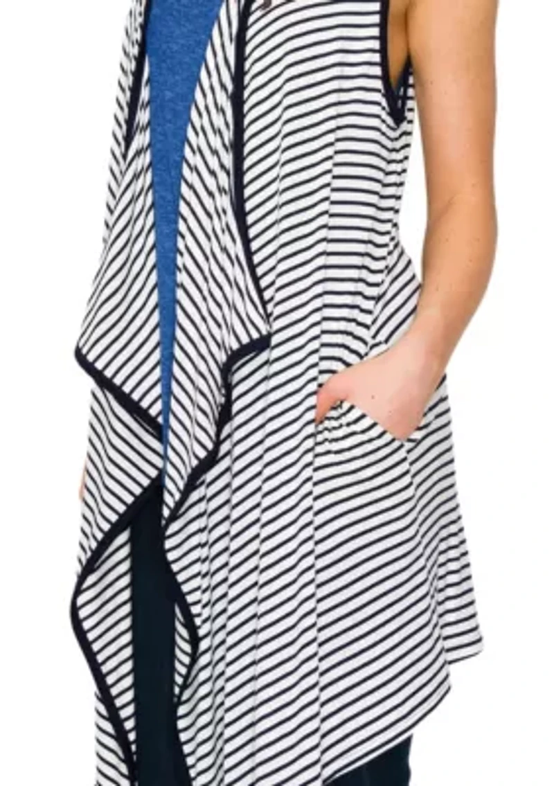Summer Stripe Contrast Binding Flyaway Pocket Vest