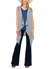 Summer Stripe Contrast Binding Flyaway Pocket Vest