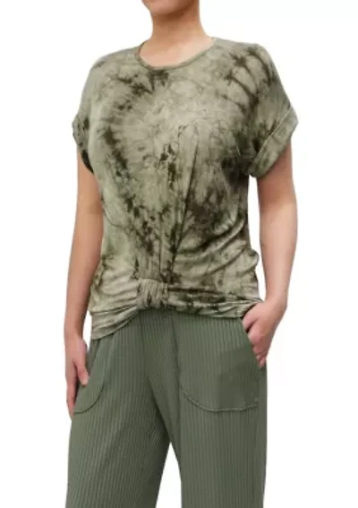Hand Tie Dye Scoop Neck Knot Front
