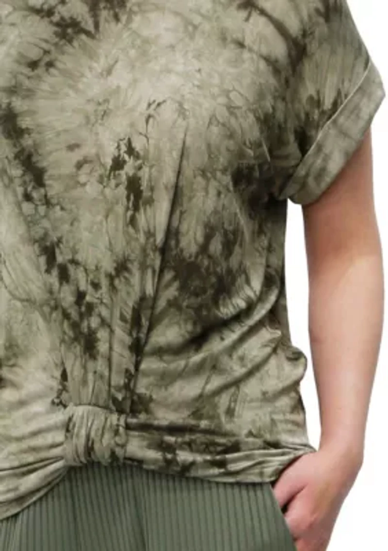 Hand Tie Dye Scoop Neck Knot Front