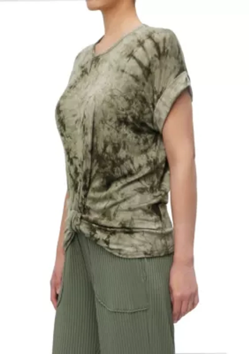 Hand Tie Dye Scoop Neck Knot Front