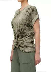 Hand Tie Dye Scoop Neck Knot Front