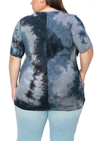 Hand Tie Dye Lace Up Short Sleeve