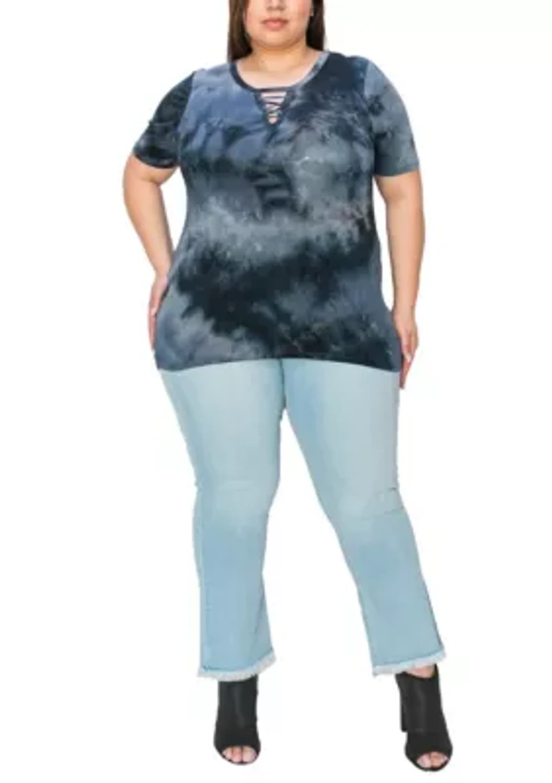 Hand Tie Dye Lace Up Short Sleeve