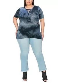 Hand Tie Dye Lace Up Short Sleeve