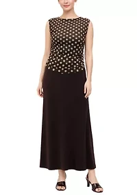 Polka Dot Mesh Sleeveless Side Ruched