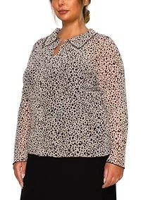 Pebble Mesh Button Front Long Sleeve Shirt