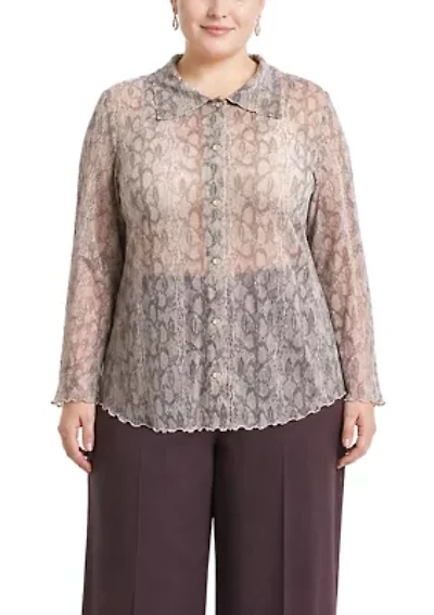 Python Mesh Button Front Shirt