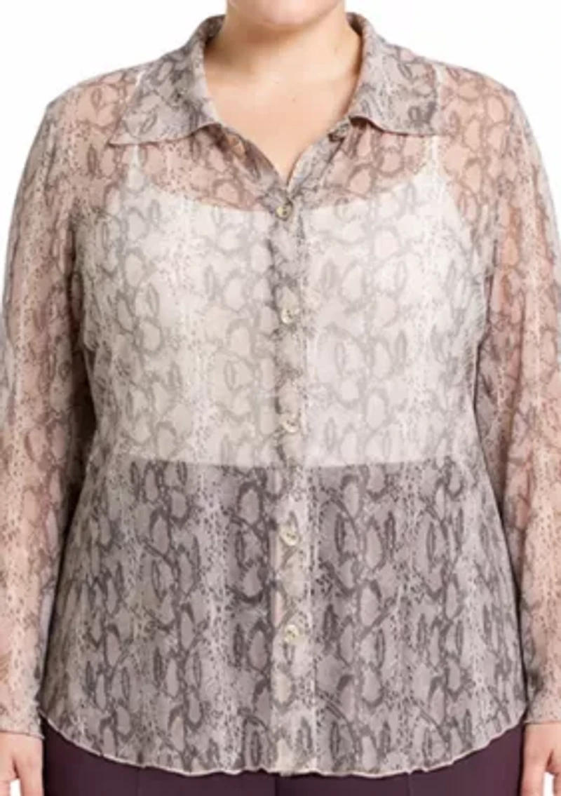 Python Mesh Button Front Shirt
