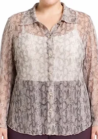 Python Mesh Button Front Shirt