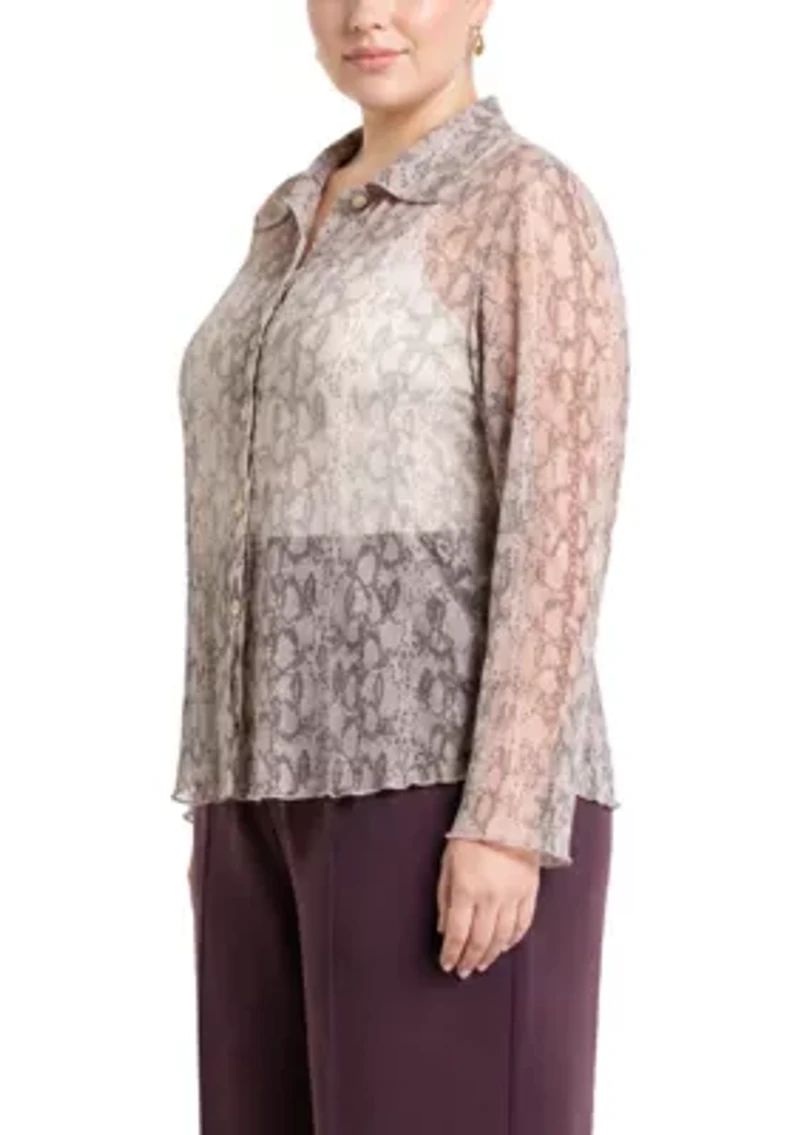 Python Mesh Button Front Shirt