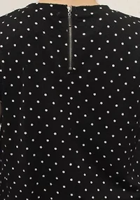 Polka Dot Bubble Crinkle Short Sleeve Zip Back
