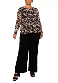 Leopard Mesh Scoopneck Long Sleeve Front & Back Lined