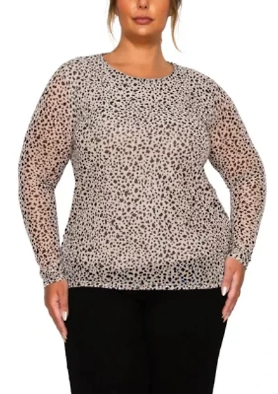 Pebble Mesh Scoopneck Long Sleeve Front & Back Lined