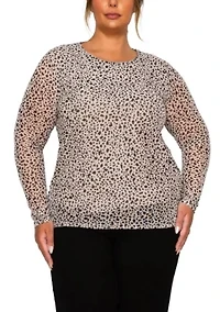 Pebble Mesh Scoopneck Long Sleeve Front & Back Lined