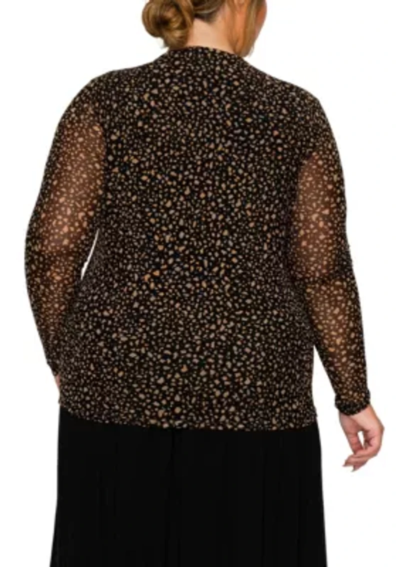 Pebble Mesh Scoopneck Long Sleeve Front & Back Lined