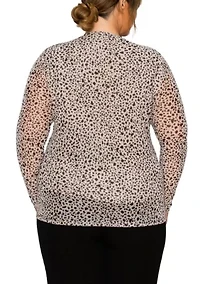 Pebble Mesh Scoopneck Long Sleeve Front & Back Lined