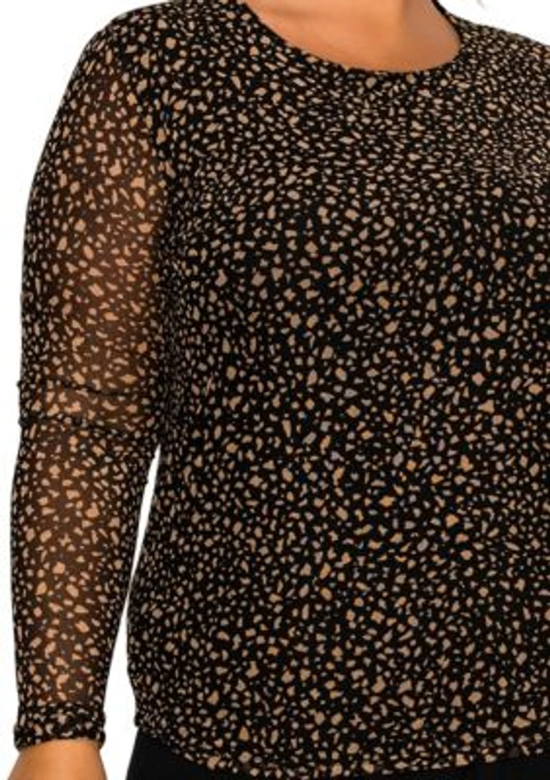 Pebble Mesh Scoopneck Long Sleeve Front & Back Lined