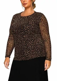 Pebble Mesh Scoopneck Long Sleeve Front & Back Lined