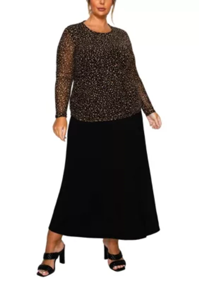 Pebble Mesh Scoopneck Long Sleeve Front & Back Lined