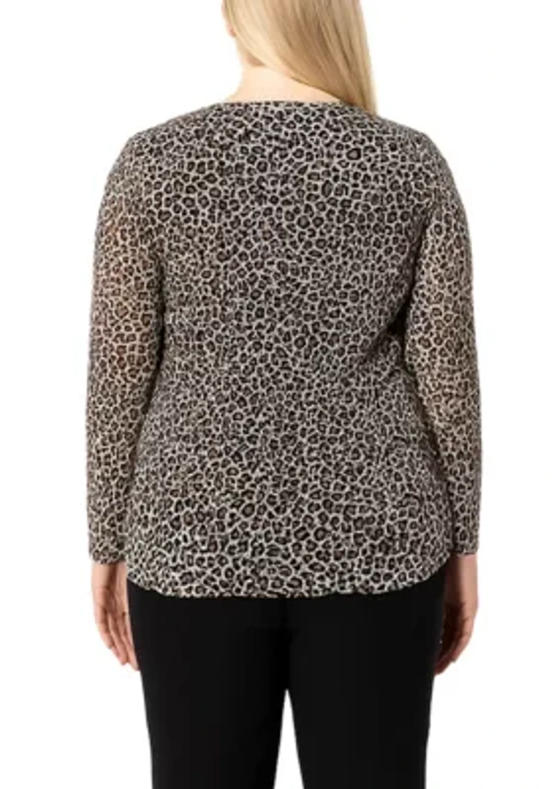 Jaguar Mesh Scoop Neck Long Sleeve Front And Back Lined