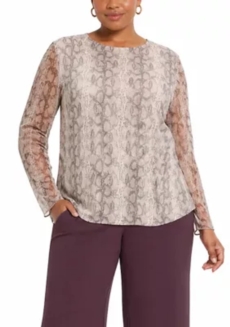 Python Mesh Scoopneck Long Sleeve Front & Back Lined