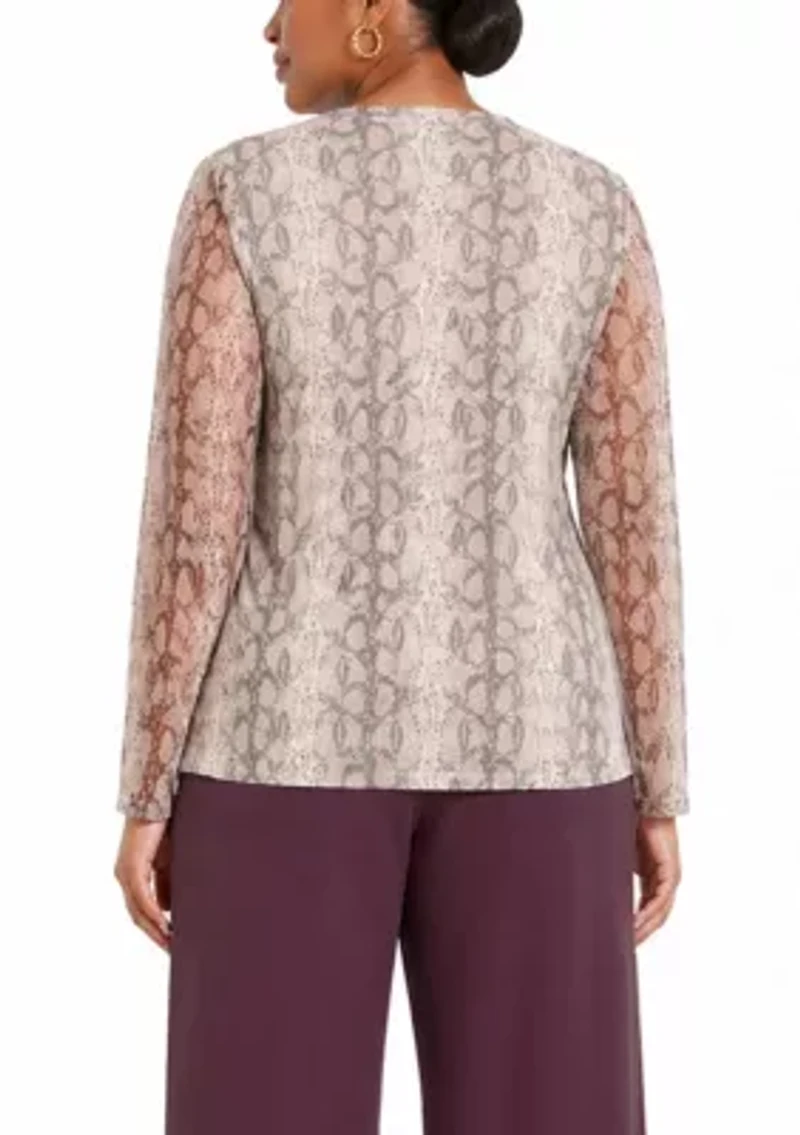 Python Mesh Scoopneck Long Sleeve Front & Back Lined